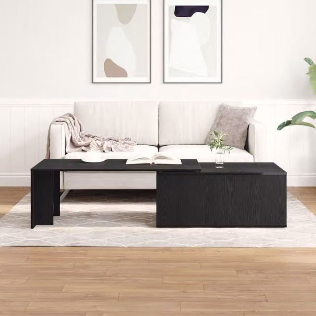 Berkfield Home Black Oak Coffee Table, W/D/H: 150 x 50 x 35 cm