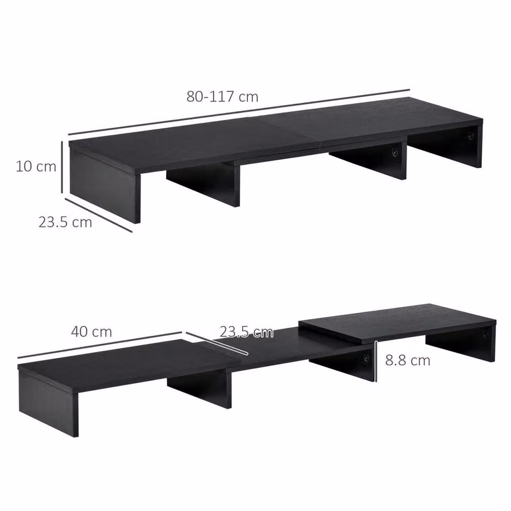 EONLION Dual Monitor Stand Riser in Black MDF with Matt Finish, Width: 100 cm – 2