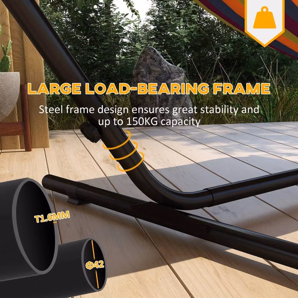EONLION Black Metal Hammock Stand with Side Tray – 3