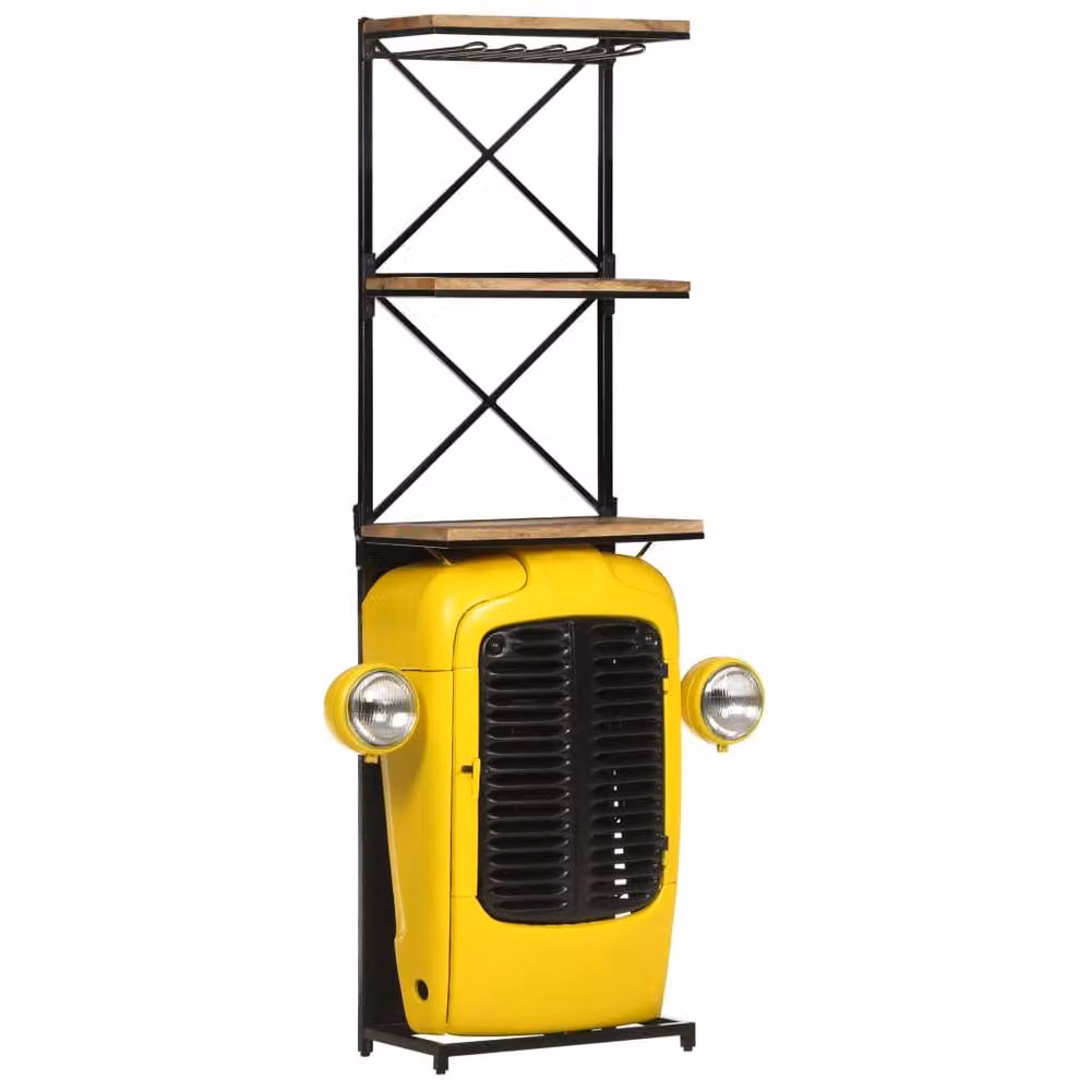 Berkfield Home Tractor Wine Cabinet in Yellow Solid Mango Wood W/D/H: 49 x 31 x 172 cm – 1