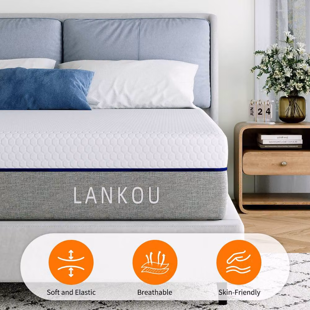 Rolipo King Size Memory Foam Mattress, Medium Firm, White, W/D/H: 150 x 200 x 20 cm – 2