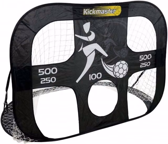 Kickmaster Large Foldable Quick-Up Goal Target Shot in Black and White