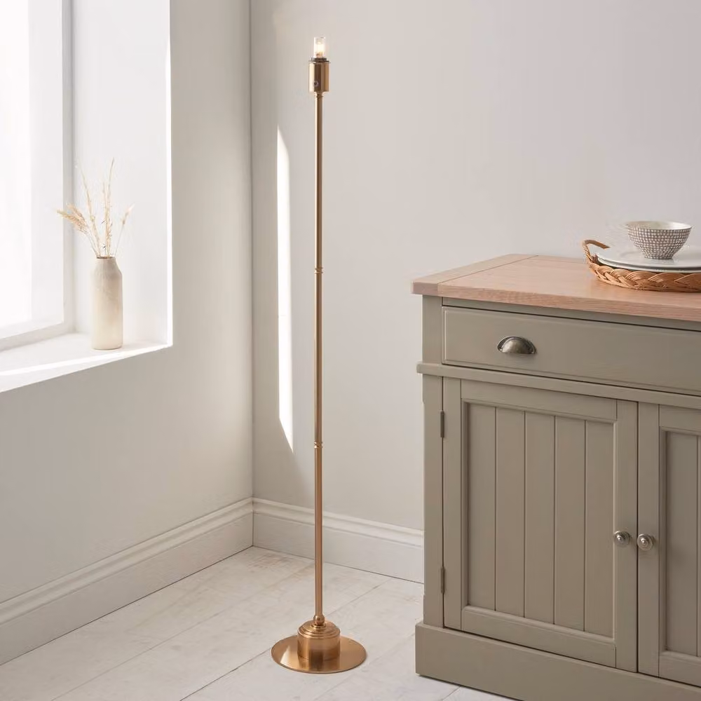 Netlighting Burley Rechargeable LED Floor Lamp with Pink Fabric Ripple Shade and Brass Finish – 4