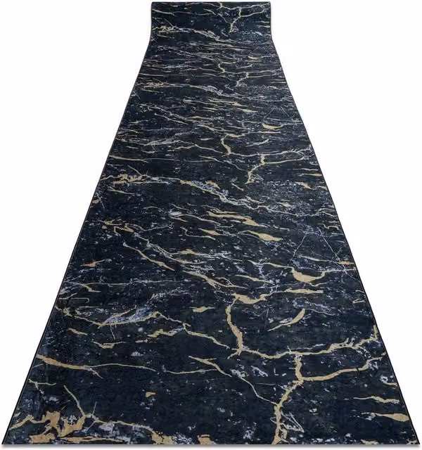 RugsX Lotus Anti-Slip Runner in Black, Stone Look Polyester, W: 80 cm, L: 560 cm – 1