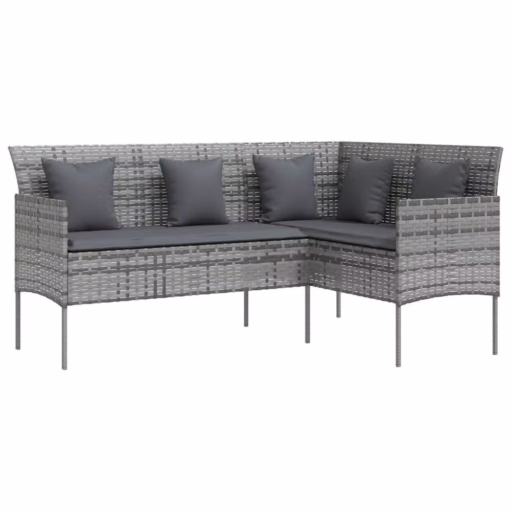Berkfield Home 5 Piece L-shaped Poly Rattan Sofa Set with Cushions in Grey – 2