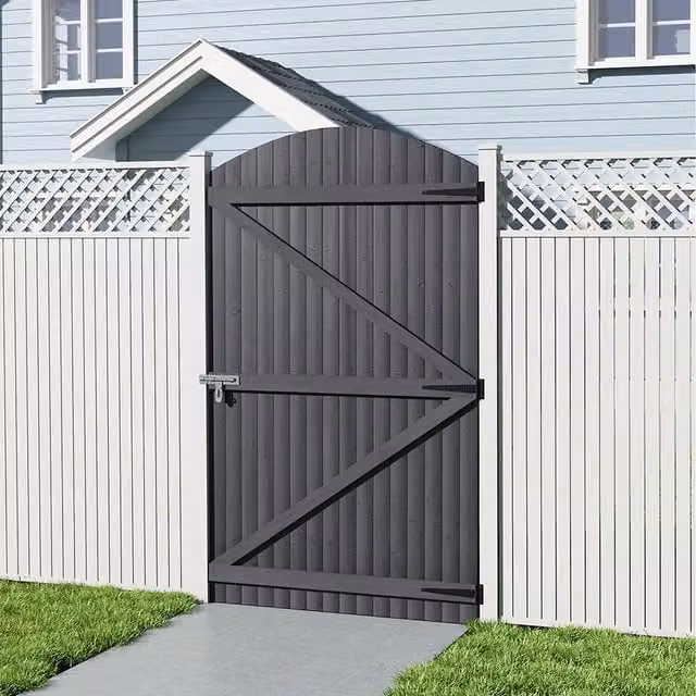 Lifeideas Grey Wooden Arch Garden Gate, H 180 cm x W 105 cm
