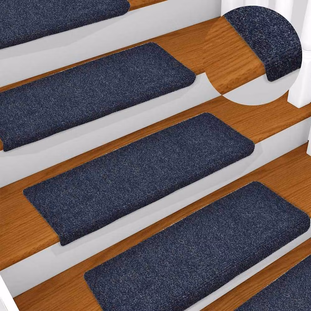Berkfield Home Blue Needle Punch Stair Mats, 15 Piece Set, W/D/H: 65 x 21 x 4 cm – 4