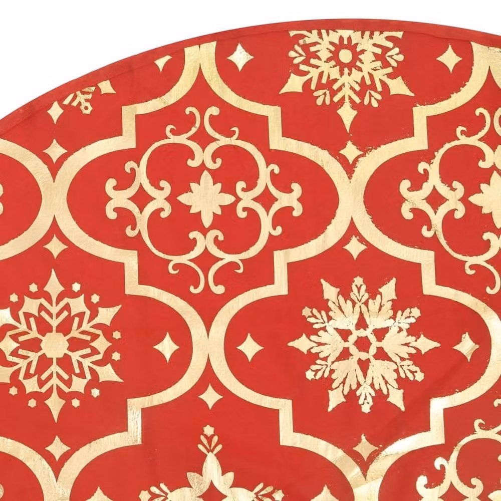 Berkfield Home Luxury Christmas Tree Skirt with Sock in Red, 150 cm – 5