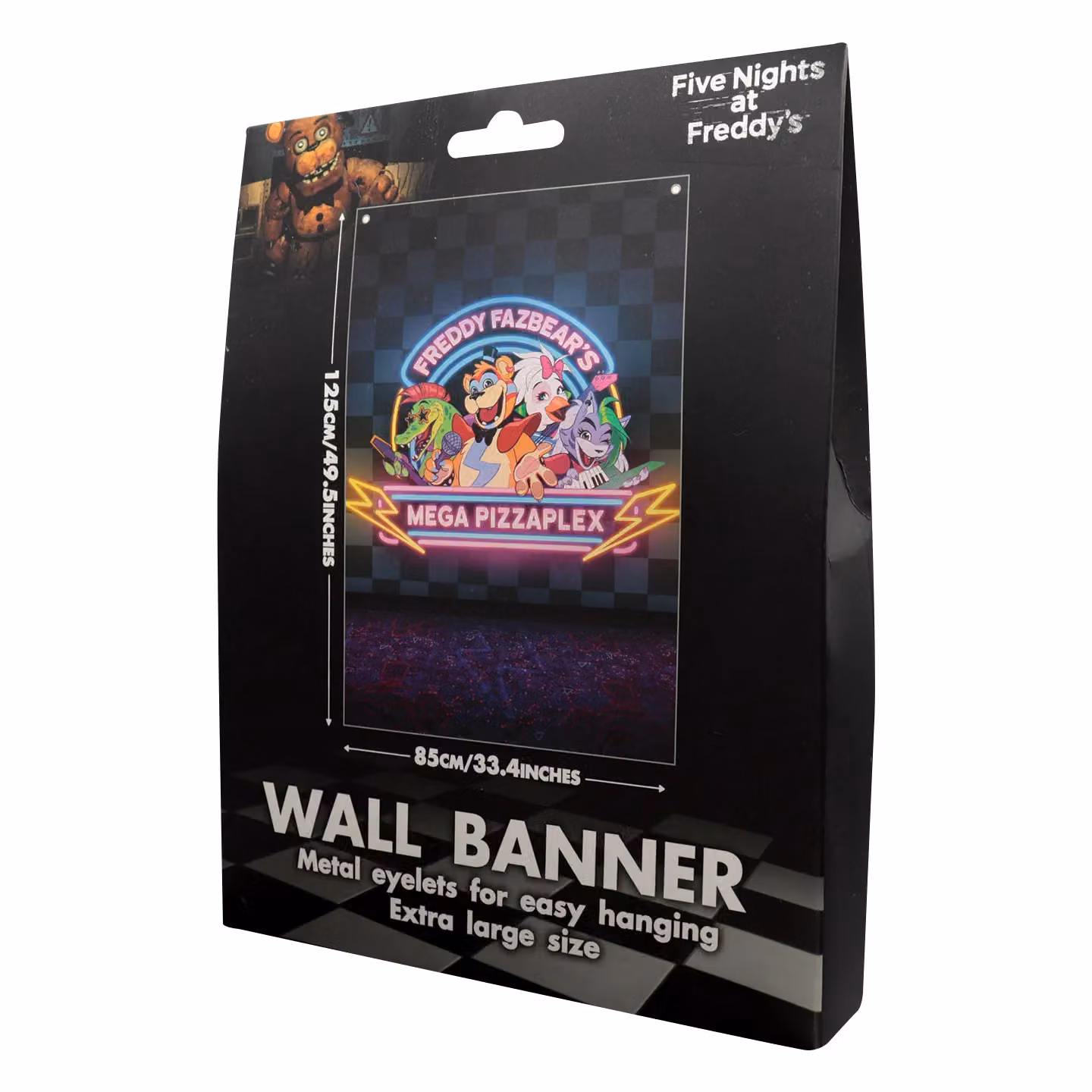 FaNaTtik Five Nights at Freddy’s Mega Pizzaplex Logo Wall Banner, Multicolour Fabric Poster, W: 125 cm, H: 85 cm – 2