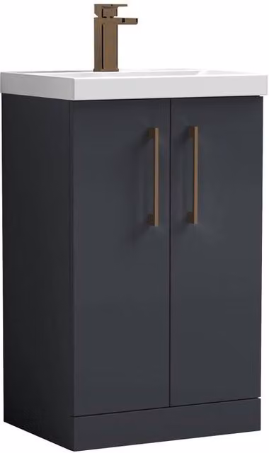 Balterley Modern Freestanding Bathroom Vanity Unit with 2 Soft Close Doors, Grey