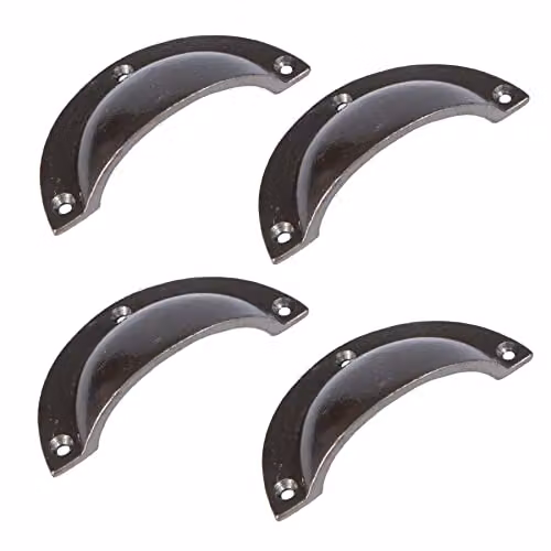 Hammer and Tongs Curved Cabinet Drawer Pulls in Raw Iron, Pack of 4, W: 9.5 cm, H: 4.6 cm – 2