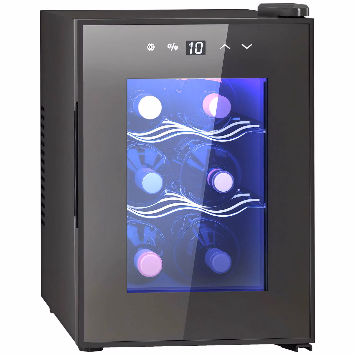HOMCOM Mini Countertop Wine Fridge with Glass Door and Touch Screen, Black, 6 Bottle Capacity – 2