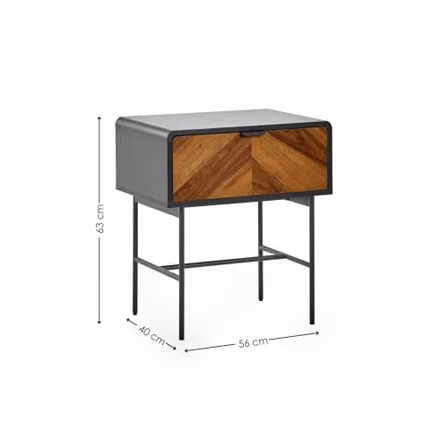 Julian Bowen Alvin Geometric End Table in Black and Brown, H63 x W56 x D40 cm – 2