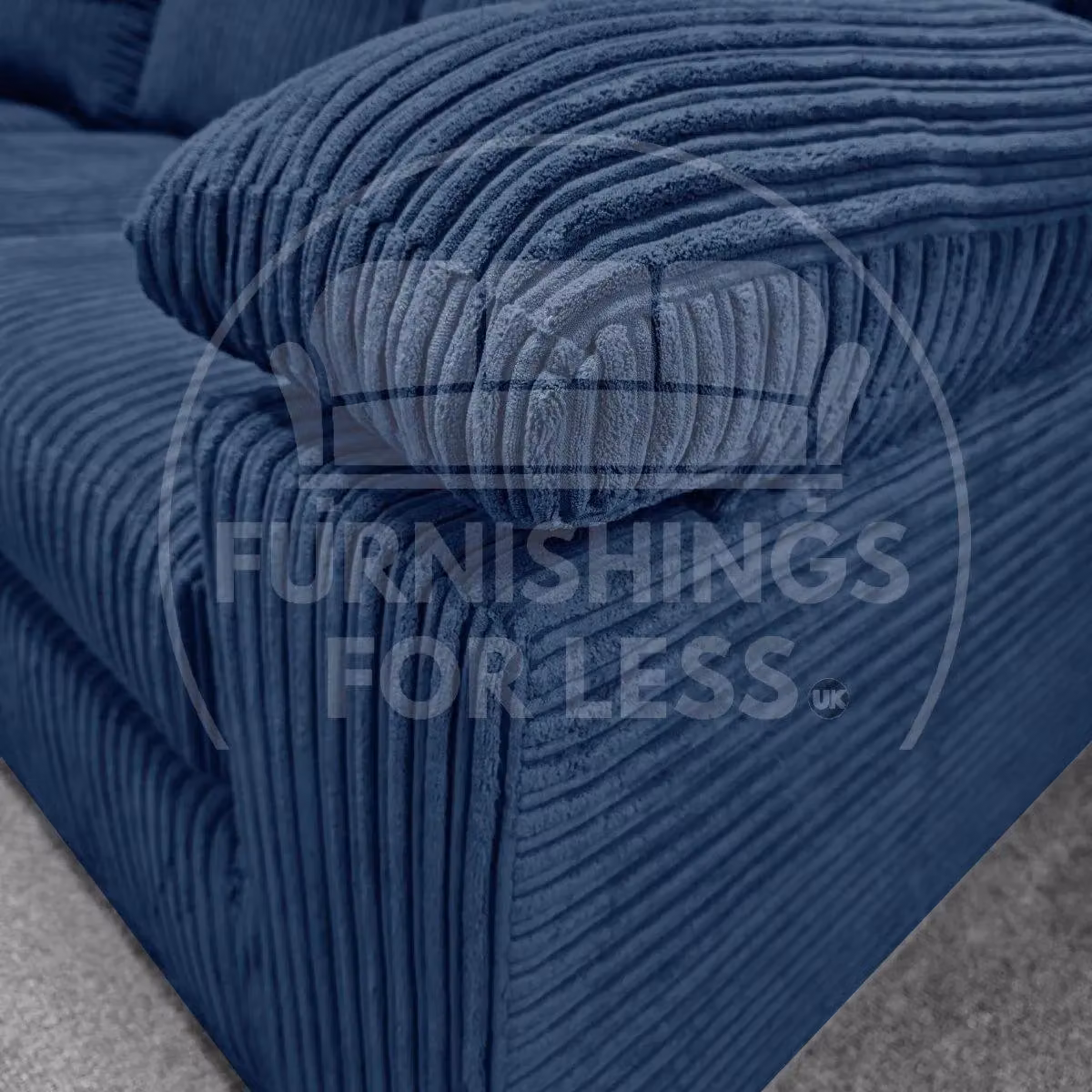 Furnishings For Less UK Delta Large 5 Seater L Shape Corner Sofa in Blue Jumbo Cord – 2