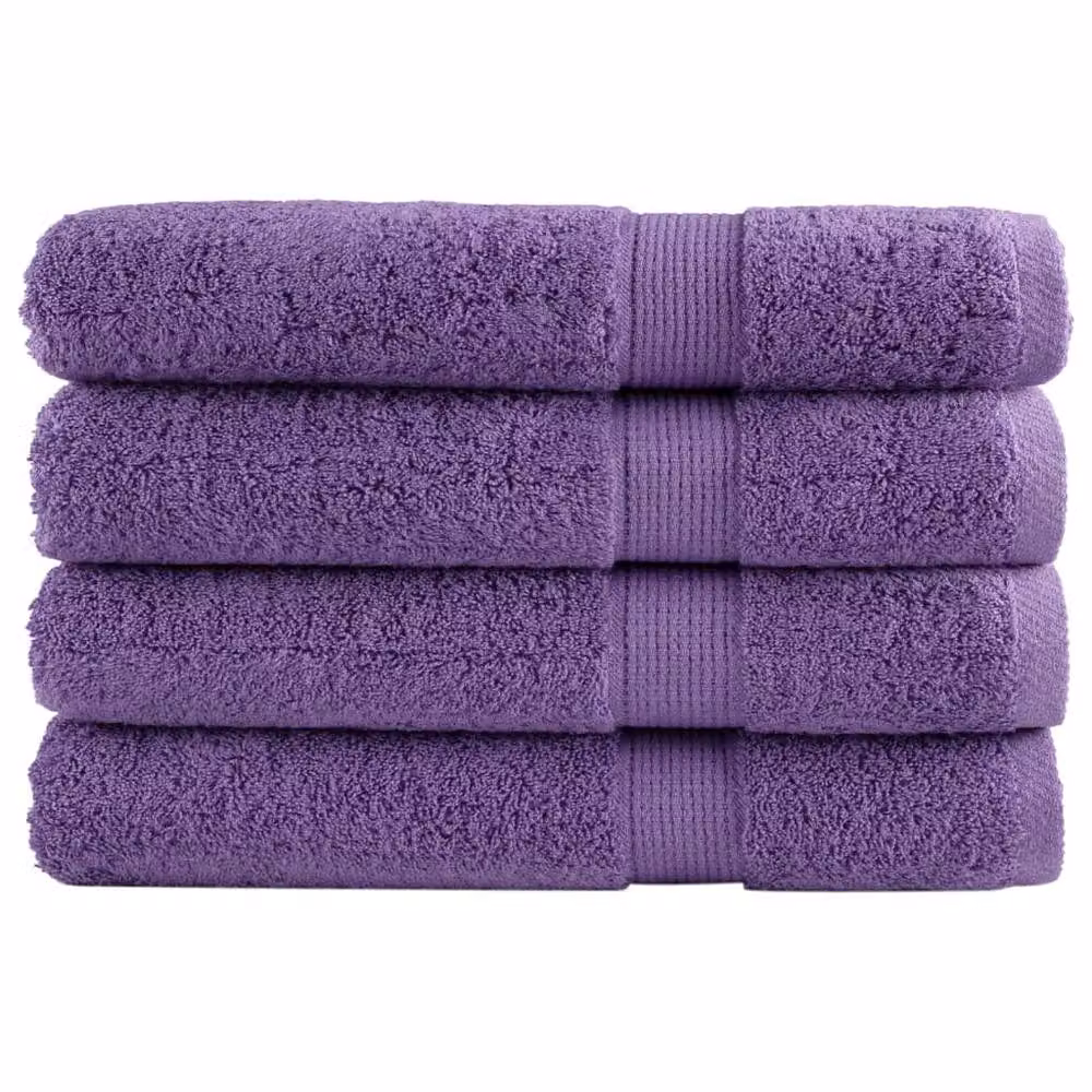Berkfield Home SOLUND Premium Cotton Terry Towel Set, 4 Pieces, Purple, W: 100 cm x H: 200 cm, 600 gsm – 2