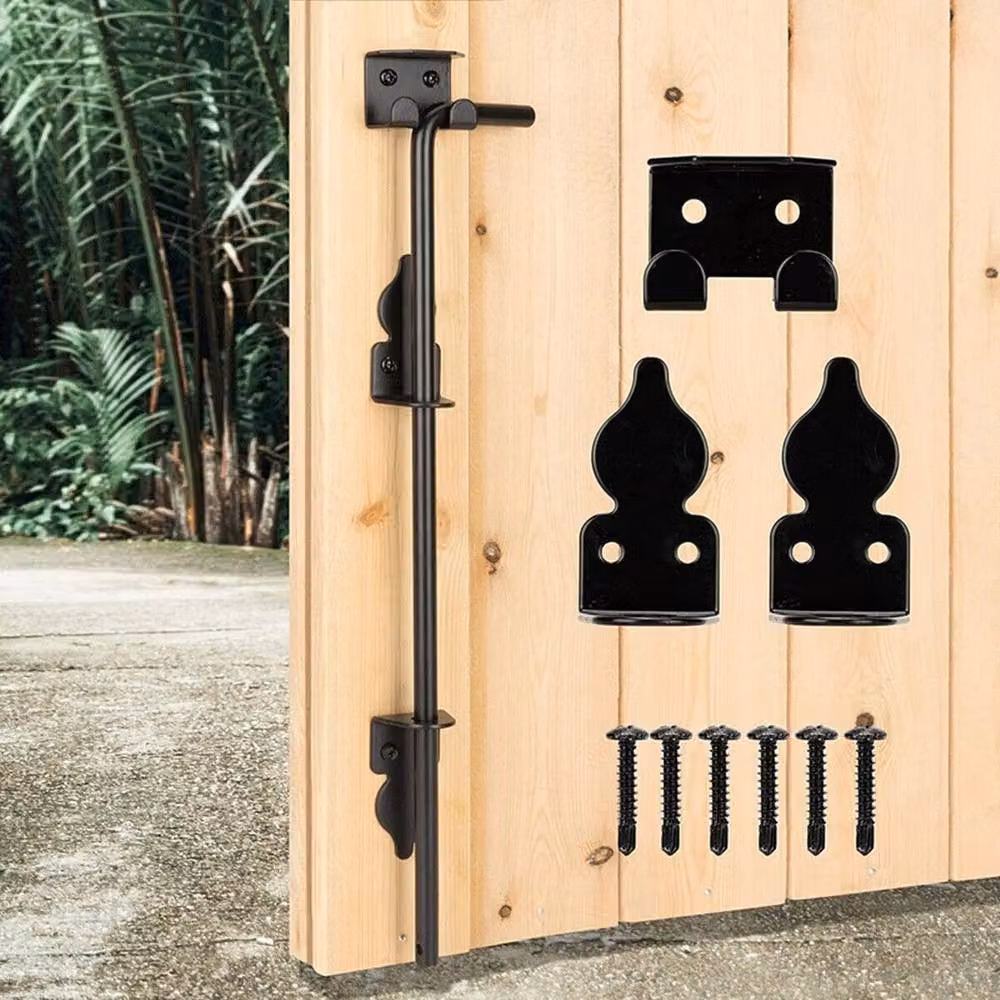 VOGREX Black Iron 18 inch Cane Drop Down Bolt for Garage, Shed or Gate Doors – 3