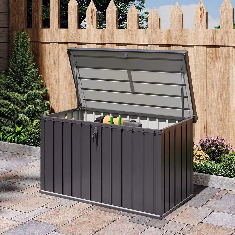 Kelvenix 400L Outdoor Garden Steel Storage Seat in Matt Black – 4