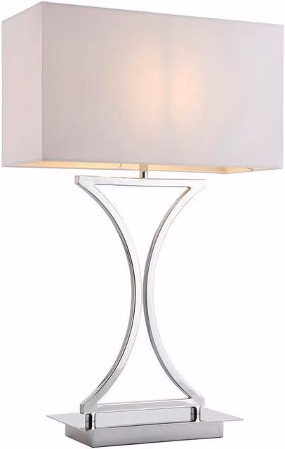 Netlighting Epalle Table Lamp with Grey Fabric Shade and Chrome Base, E14