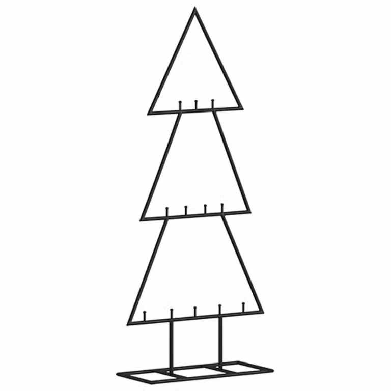 Berkfield Home Modern Metal Tabletop Christmas Tree in Black, Height: 60 cm