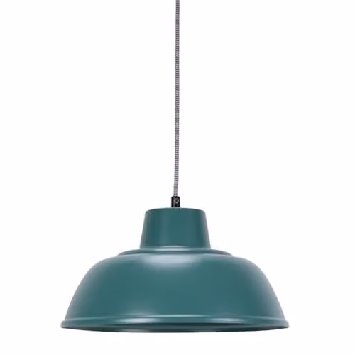 ValueLights Morris Blue Metal Dome Hanging Pendant Ceiling Light with LED Bulb