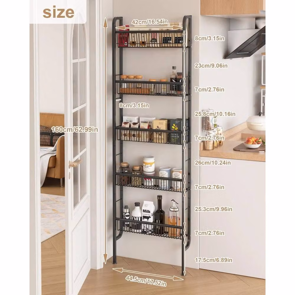 FORGEVIO 5 Tier Narrow Metal Bathroom Storage Shelf Organiser in Black Matt – 2