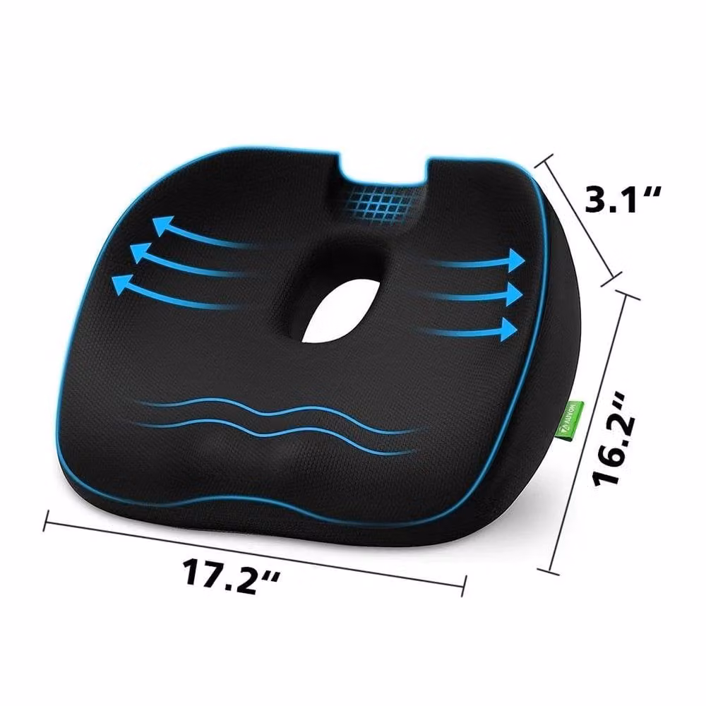 Kelvenix Contoured Memory Foam Seat Cushion in Black, W: 100 cm x L: 190 cm – 1