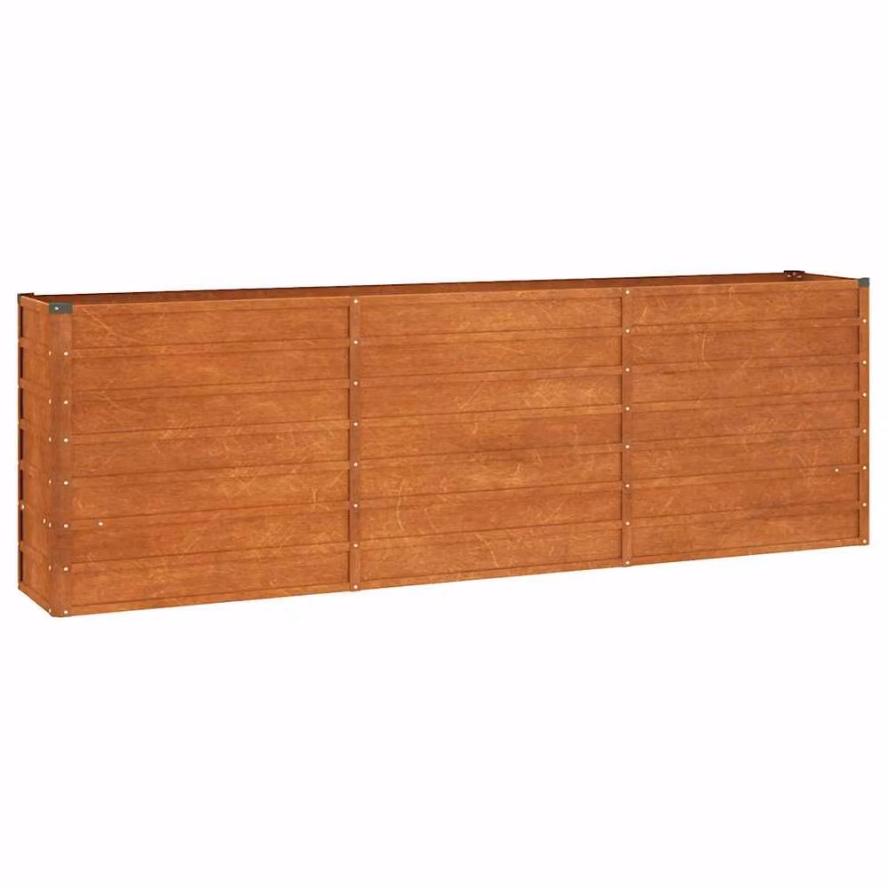 Berkfield Home Garden Raised Bed in Brown Corten Steel, W/D/H: 240 x 40 x 77 cm – 2