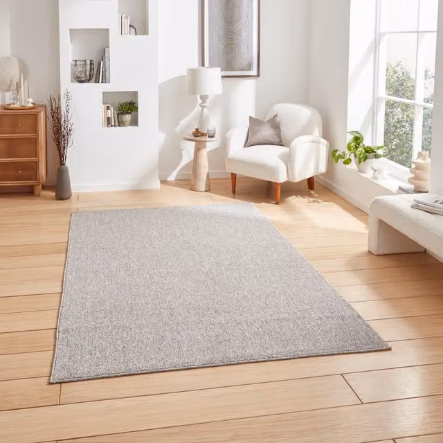 Terrys Grey Modern Rectangular Polyester Pile Rug