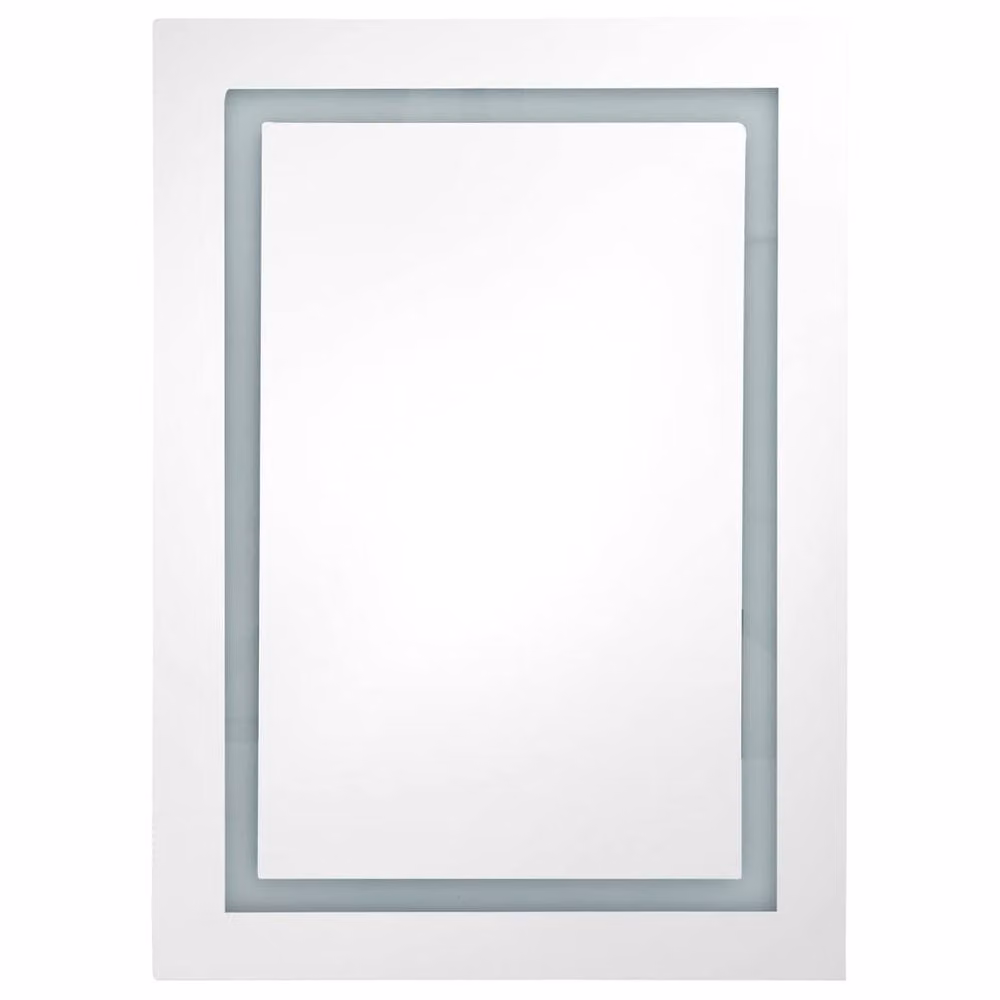 Berkfield Home LED Bathroom Mirror Cabinet in White, W/D/H: 50 x 13 x 70 cm