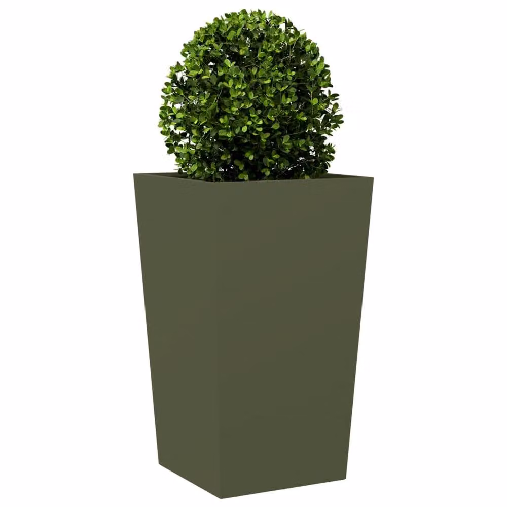 Berkfield Home Steel Garden Planter Tubs, Olive Green, 2 Pack, W/D/H: 45 x 45 x 75 cm – 4