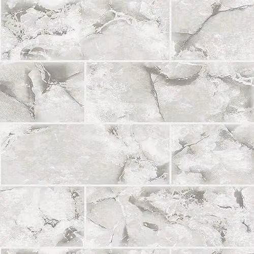Holden Decor Odeon Marble Tile Dove Wallpaper in Grey, Washable Geometric Pattern for Kitchen, Dining Room or Bathroom