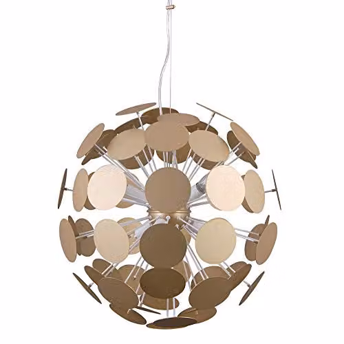 Netlighting Modern Suspended Pendant Light in White and Gold/Brass with 6 x E14 Sockets
