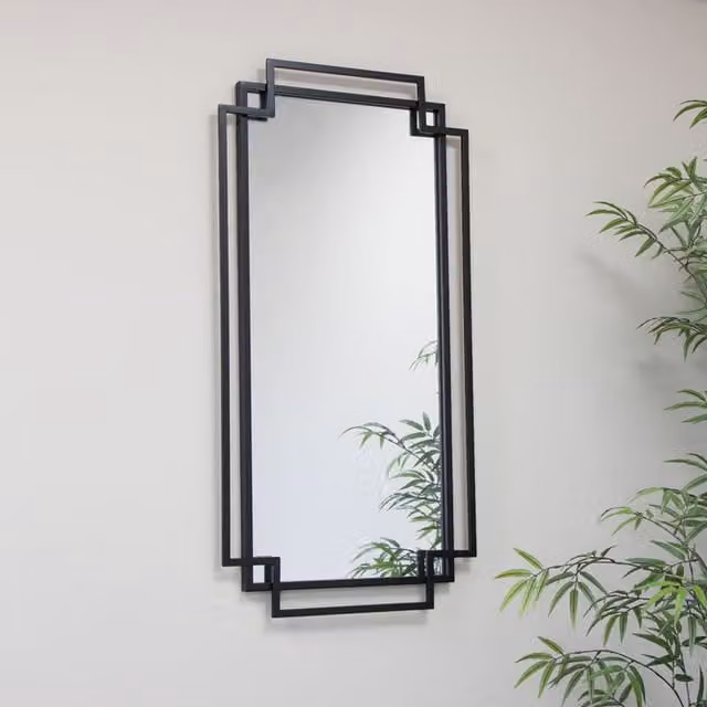 Melody Maison Vintage Rectangular Wall Mirror in Black and Gold, W: 94 cm