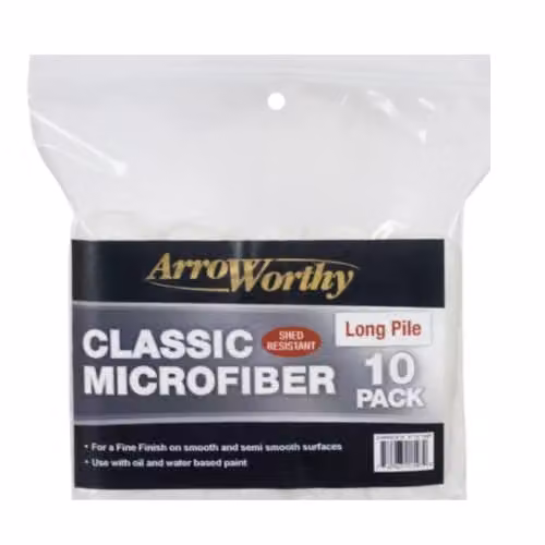 Arroworthy 10 Pack Classic 4 inch Microfiber Mini Rod Style Long Pile Brushes for Water and Solvent Based Paints