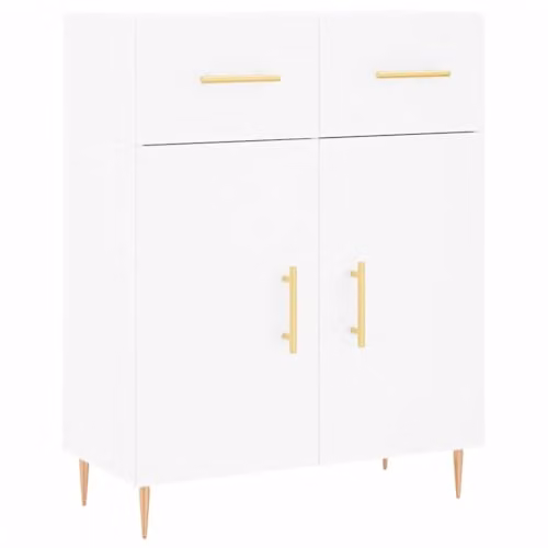 vidaXL Modern White Sideboard in MDF and Metal, W/D/H: 69.5 x 34.0 x 90.0 cm – 1