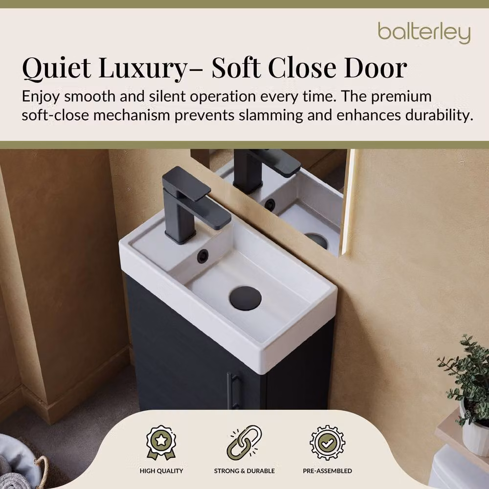 Balterley Freestanding Floor Standing Vanity Basin in Anthracite and Matt Black, Width: 40 cm – 3