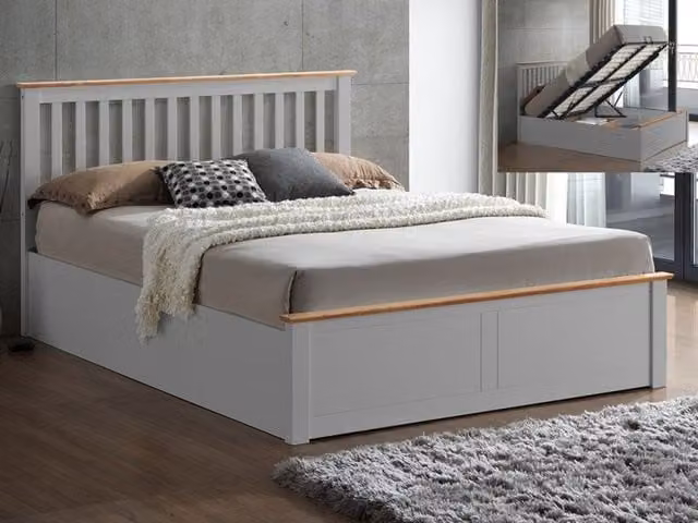 Bedmaster Malmo Pearl Grey Wooden Ottoman Bed Frame, 5ft King Size, 180 x 200 cm