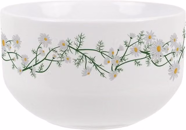 Purely Home Daisy Chains Floral Ceramic Cereal Bowl, White