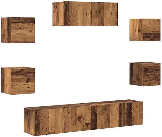 Berkfield Home 5 Piece Wall-Mounted TV Cabinet Set in Brown Old Wood – 1