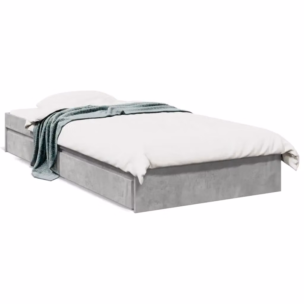 Berkfield Home Modern Bed Frame with Drawers in Concrete Grey, W: 100 cm, L: 200 cm – 2