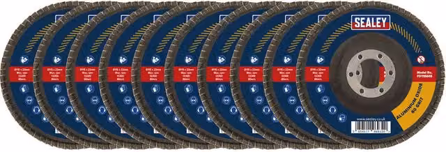 Loops 10 Pack Aluminium Oxide Flap Discs for Angle Grinders, 115 mm Diameter, Assorted Grits, Multicolour