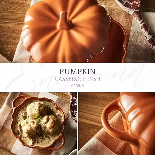 Tower Orange Pumpkin Stoneware Casserole Dish with Lid, 0.71 l, Diameter: 19.5 cm – 2