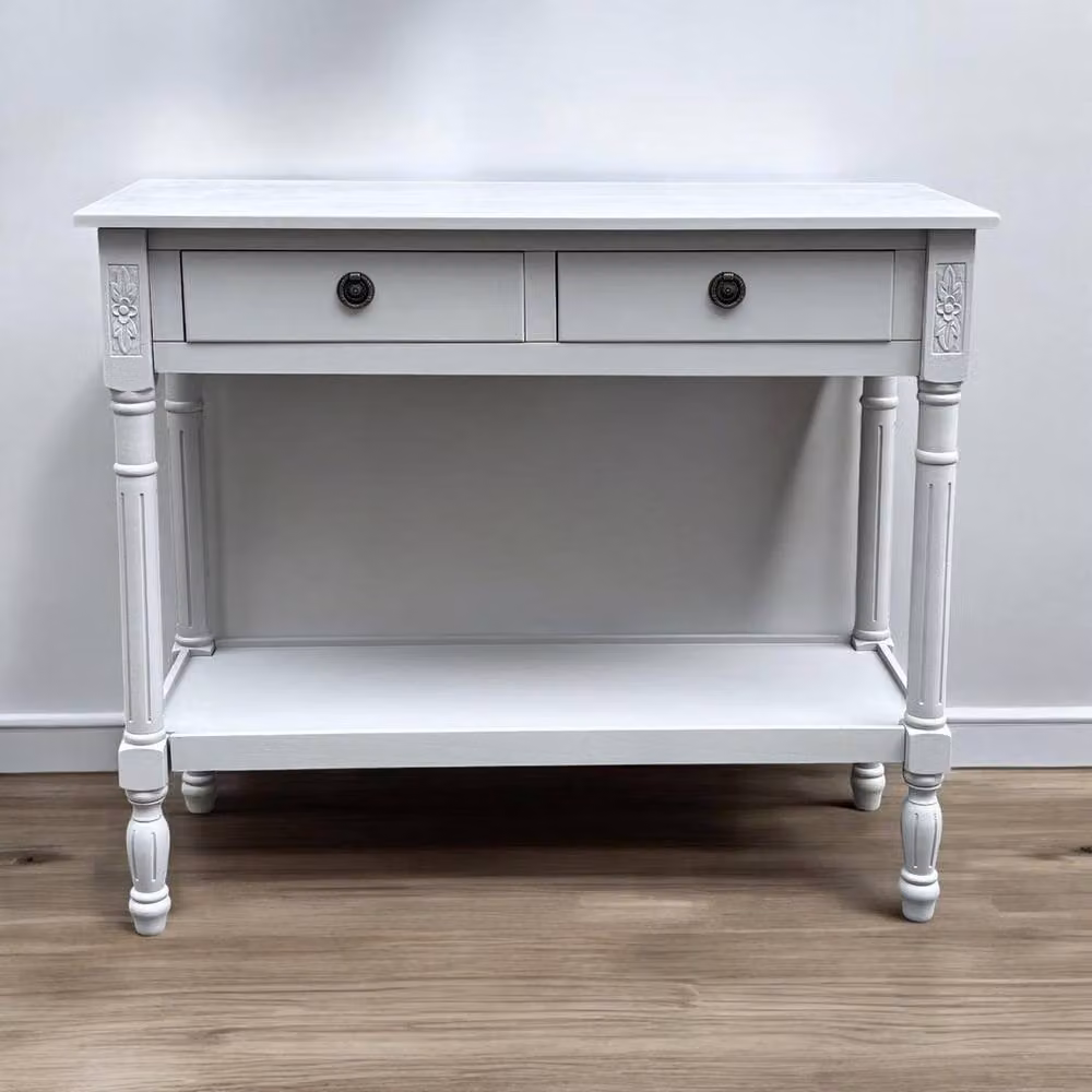 Minster 2 Drawer Side Table, Grey, W: 78 cm, D: 35 cm, H: 90 cm – 2