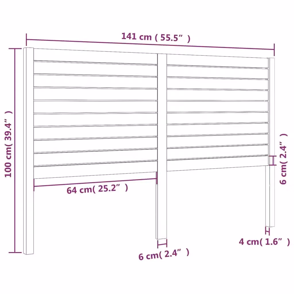 Berkfield Home Rustic Solid Wood Pine Bed Headboard in Brown, W: 141 cm, D: 4 cm, H: 100 cm – 2