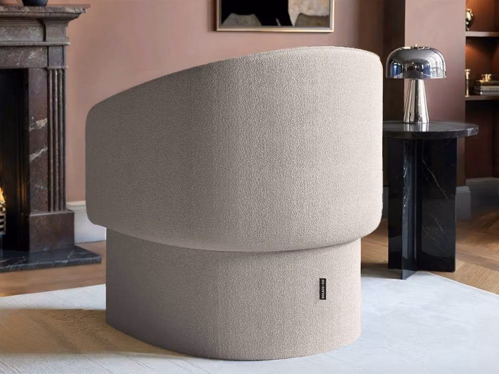 Solace+Co Lowen Accent Chair in Cream Bouclé Fabric, H 79 cm x W 63 cm x D 69 cm – 2