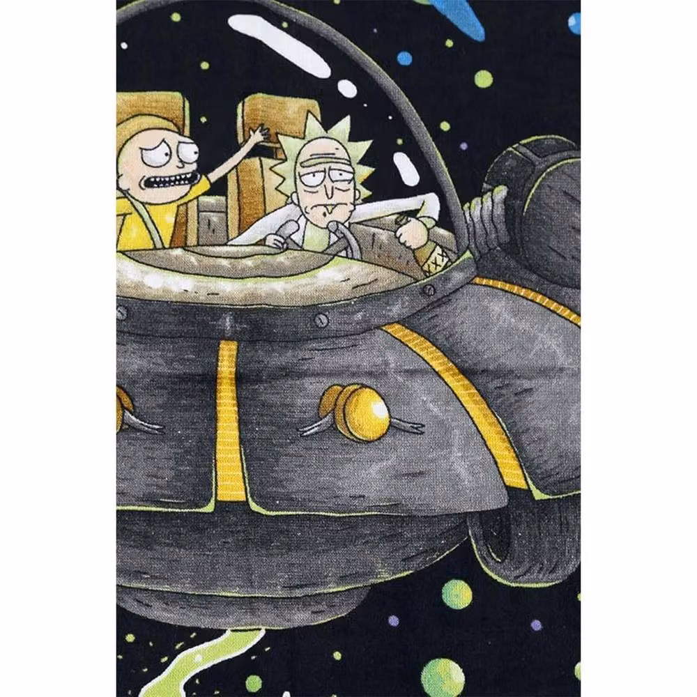 Rick & Morty UFO Graphic Cotton Towel in Black, W: 140 cm, H: 70 cm – 4