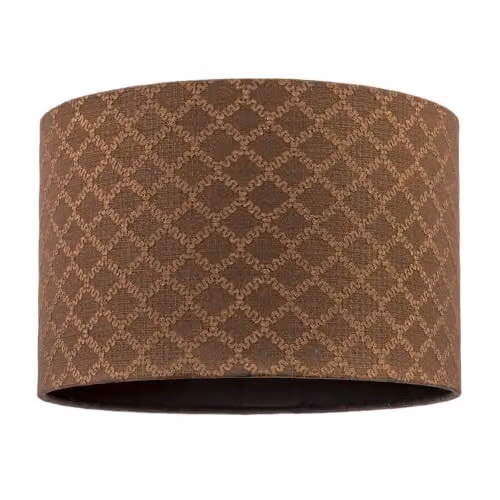 Happy Homewares Modern Chocolate Brown Woven Lattice Cylinder Lampshade in Textured Fabric, W/D/H: 30 x 20 x 15 cm