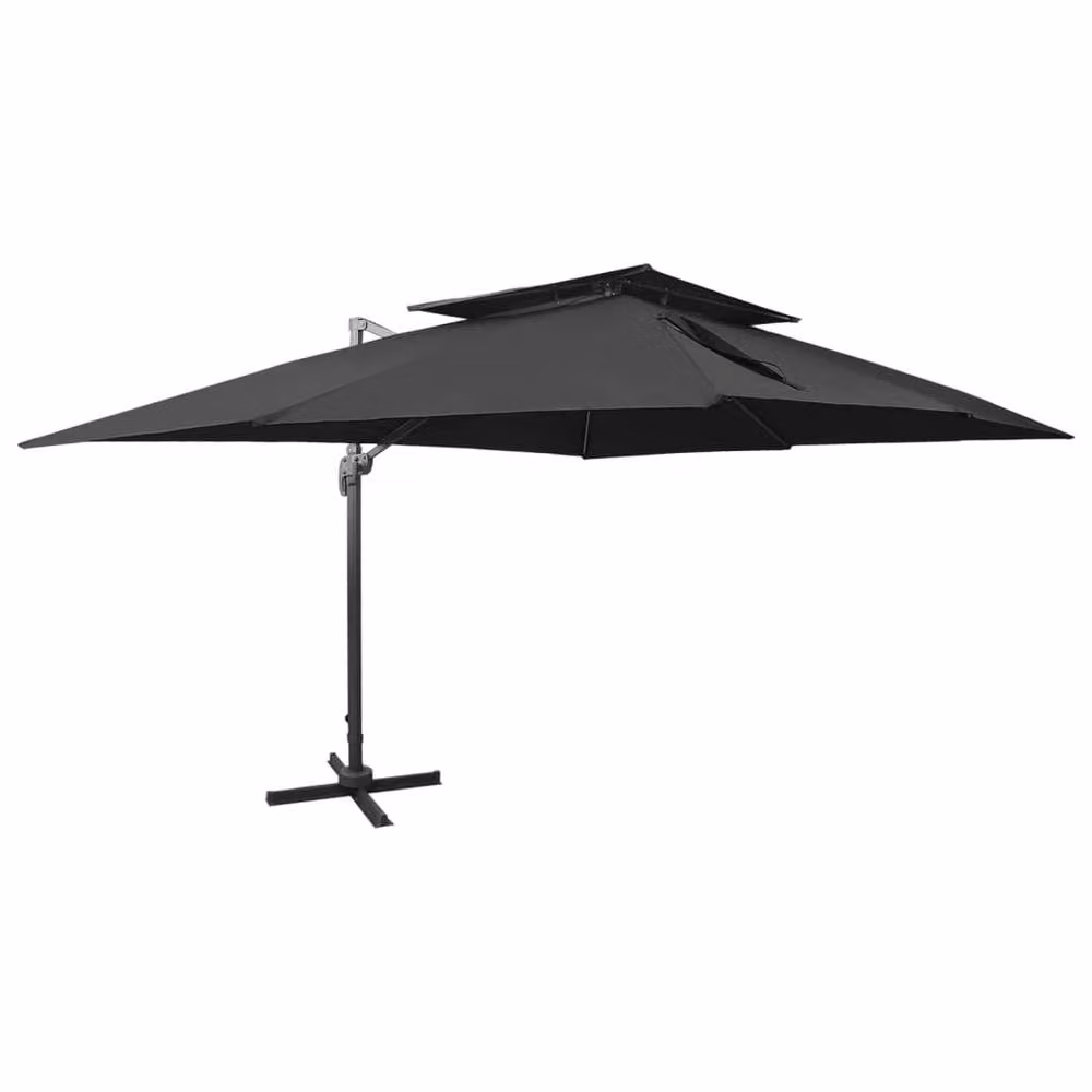 Berkfield Home Cantilever Garden Parasol with Double Top in Black, W: 400 cm, D: 300 cm – 2