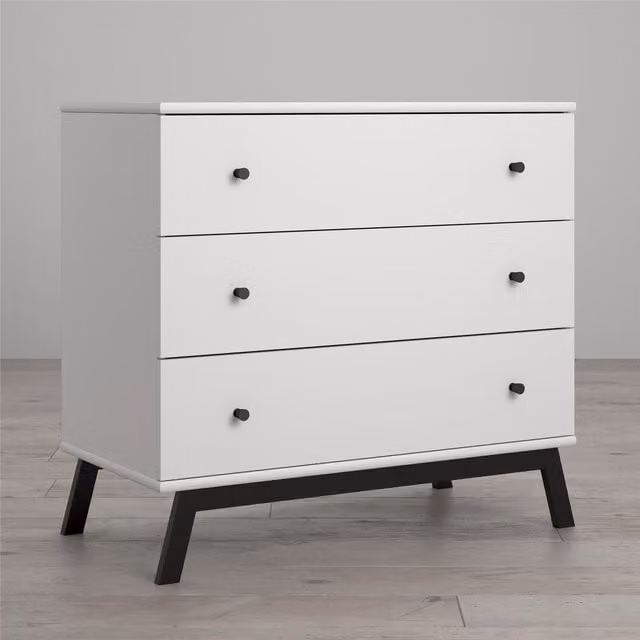 Little Seeds Modern Childrens Dresser in White and Grey with Metal Accents