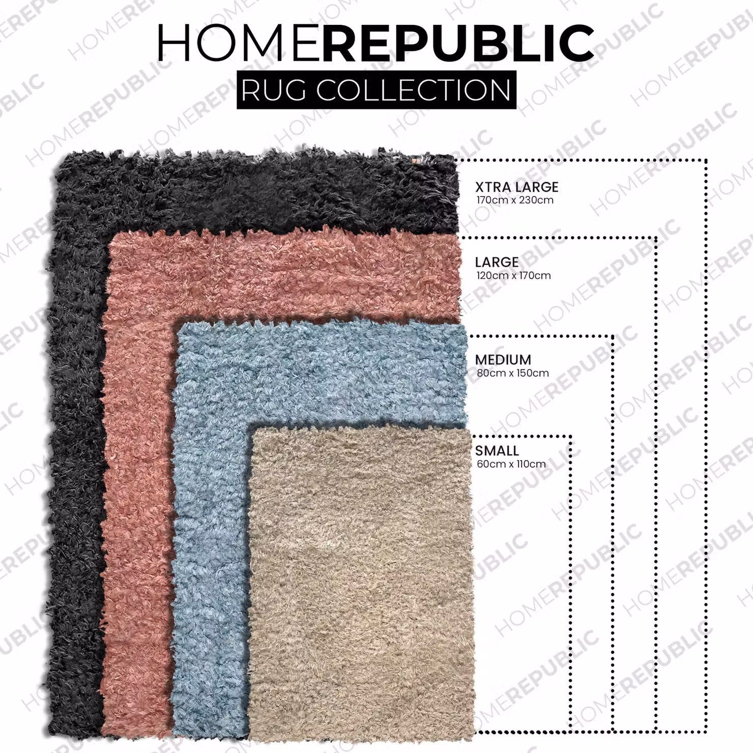 Home Republic Montana Fluffy Textured Rug in Silver, W: 100 cm, D: 60 cm, H: 1 cm – 3